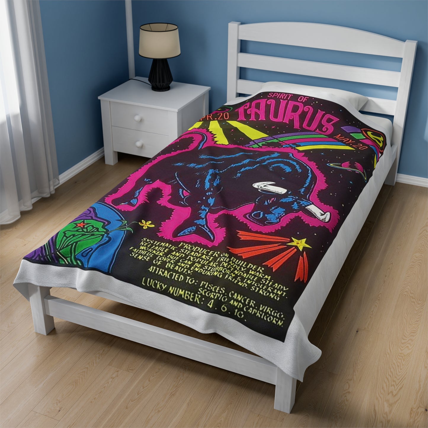 Spirit of Taurus Zodiac Velveteen Plush Blanket