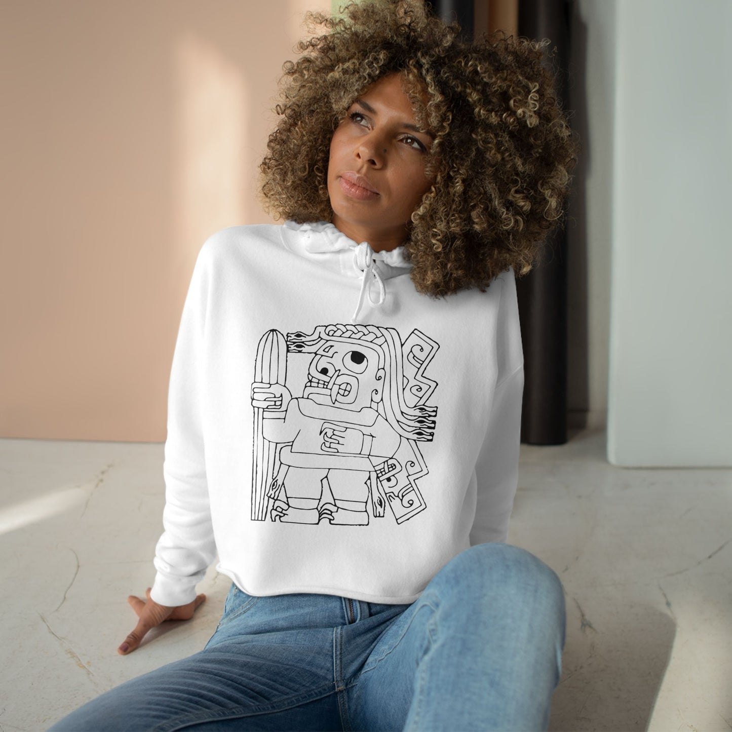 Stela of the Cactus Bearer Women's Cropped Hoodie