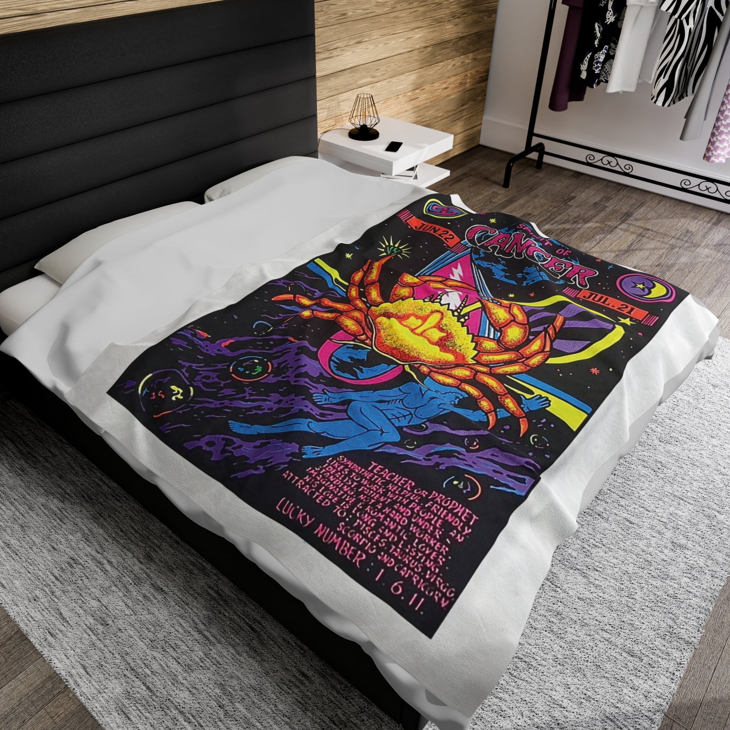 Spirit of Cancer Zodiac Velveteen Plush Blanket