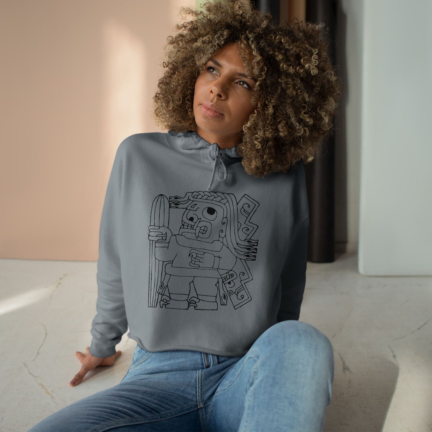 Stela of the Cactus Bearer Women's Cropped Hoodie