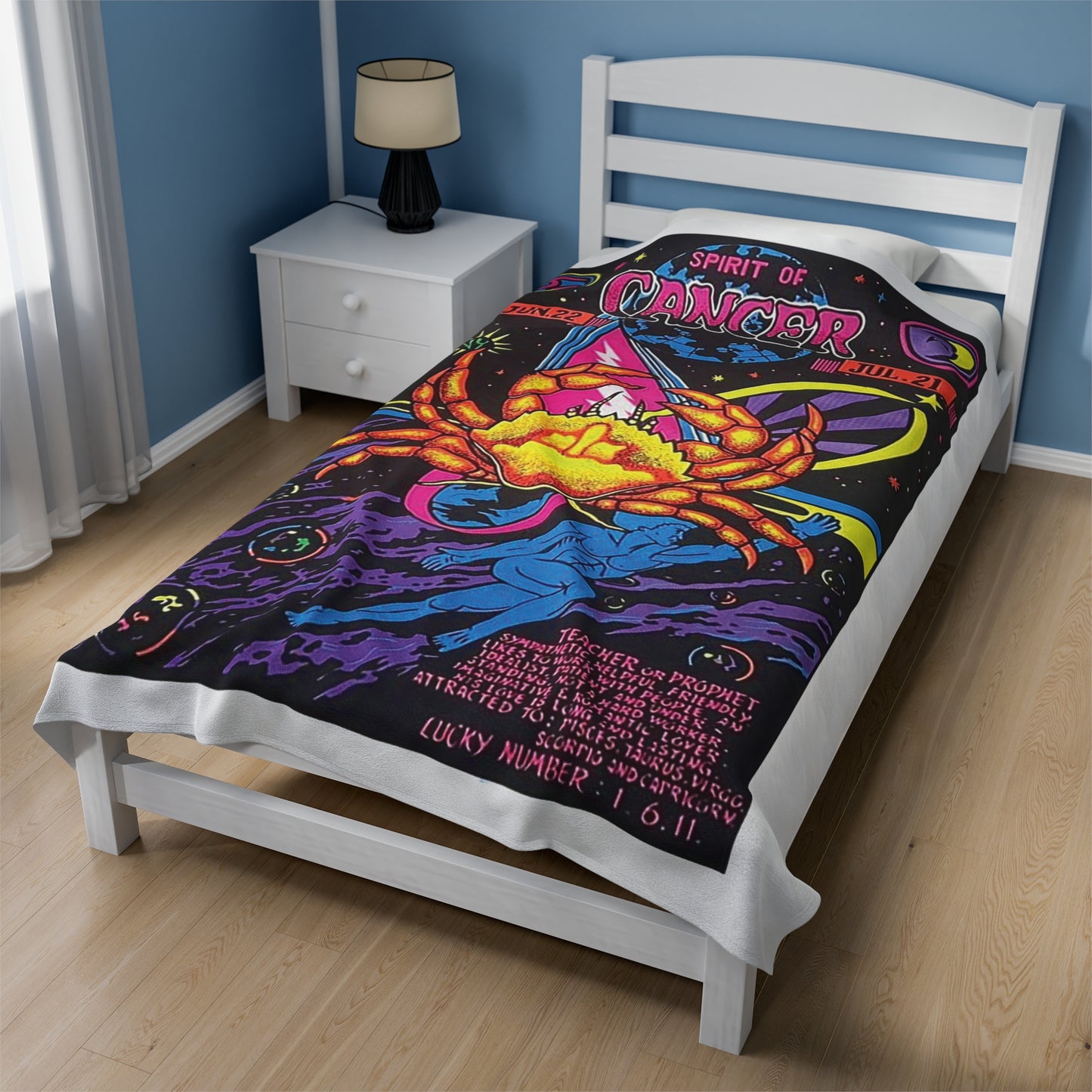 Spirit of Cancer Zodiac Velveteen Plush Blanket