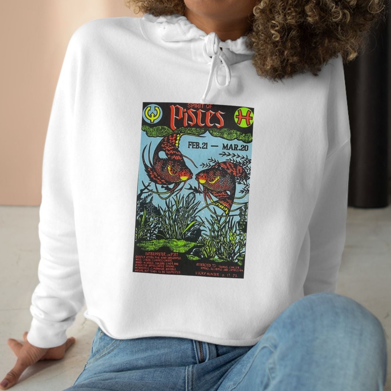 Spirit of Pisces Zodiac Women's Cropped Hoodie