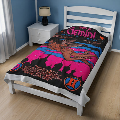 Spirit of Gemini Zodiac Velveteen Plush Blanket