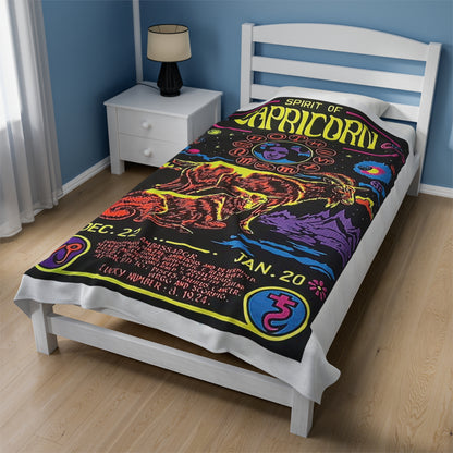 Spirit of Capricorn Zodiac Velveteen Plush Blanket