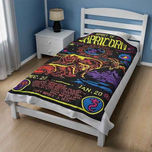 Spirit of Capricorn Zodiac Velveteen Plush Blanket