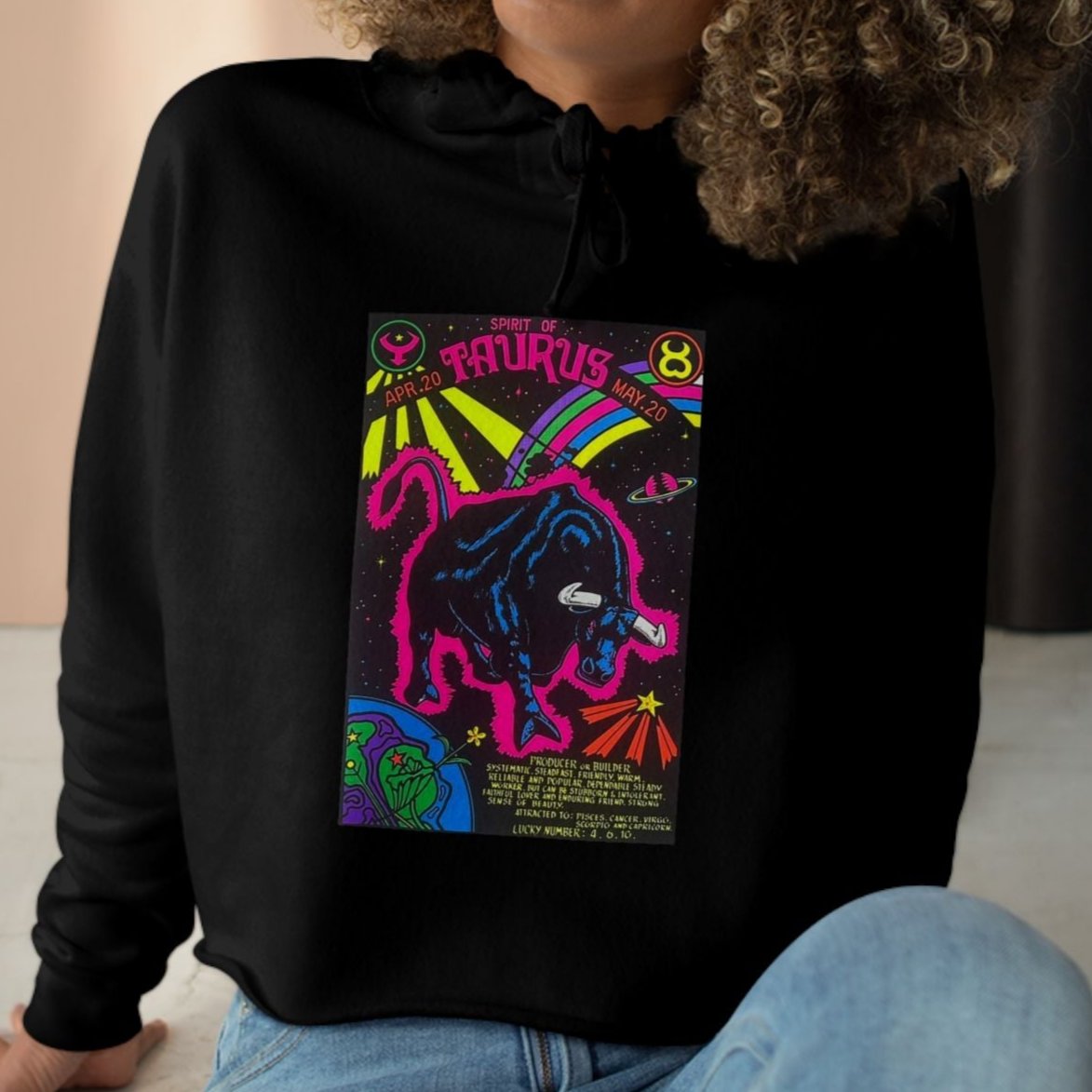 Spirit of Taurus Zodiac Women's Cropped Hoodie