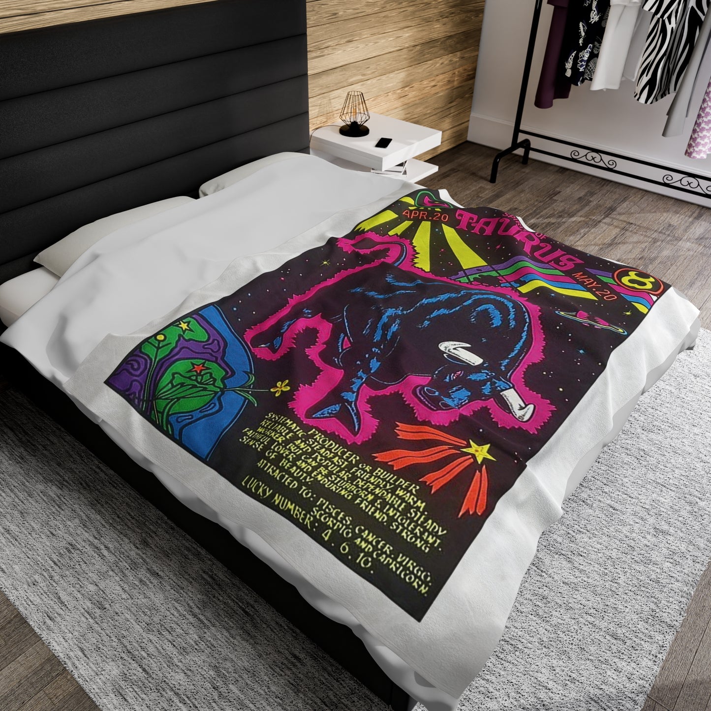 Spirit of Taurus Zodiac Velveteen Plush Blanket