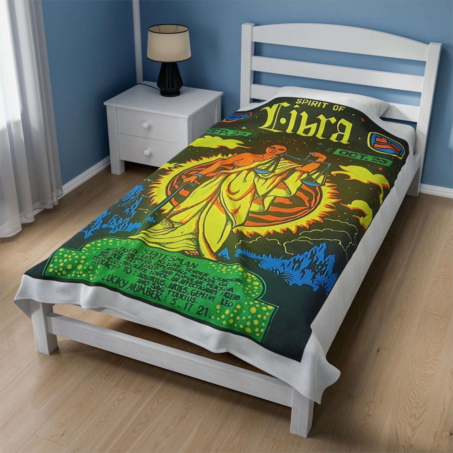 Spirit of Libra Zodiac Velveteen Plush Blanket