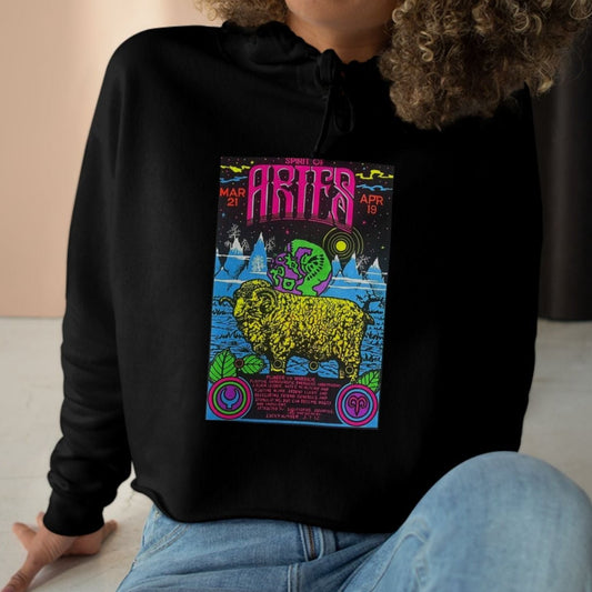 Spirit of Aries Zodiac Women's Cropped Hoodie