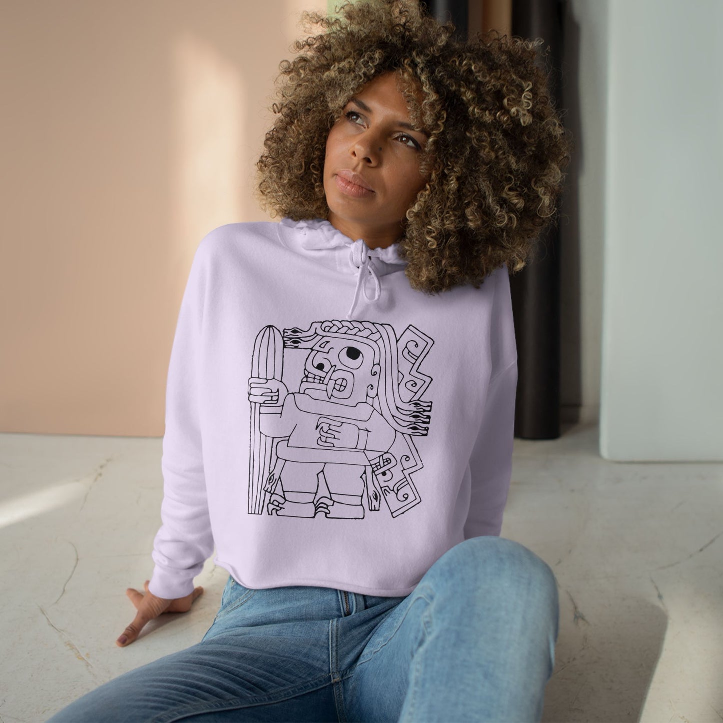 Stela of the Cactus Bearer Women's Cropped Hoodie