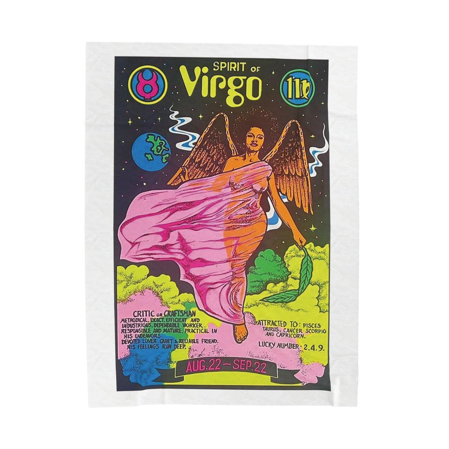 Spirit of Virgo Zodiac Velveteen Plush Blanket